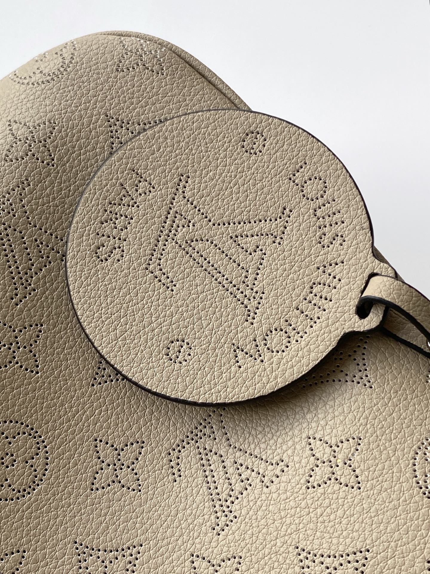 LV All Around MM Gray Perforated Mahina Taurillon Leather 268134