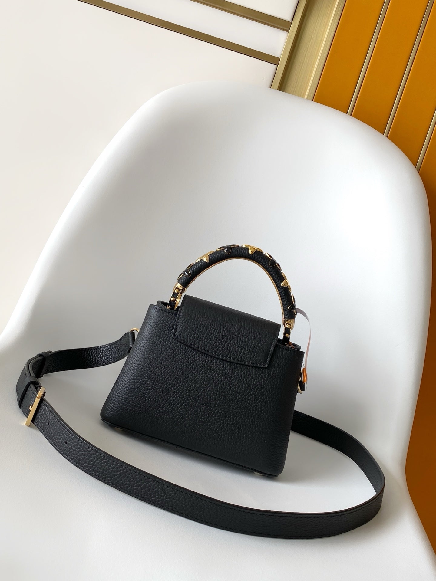 LV Capucines with LV Initials logo 21 Black Taurillon Leather 268143