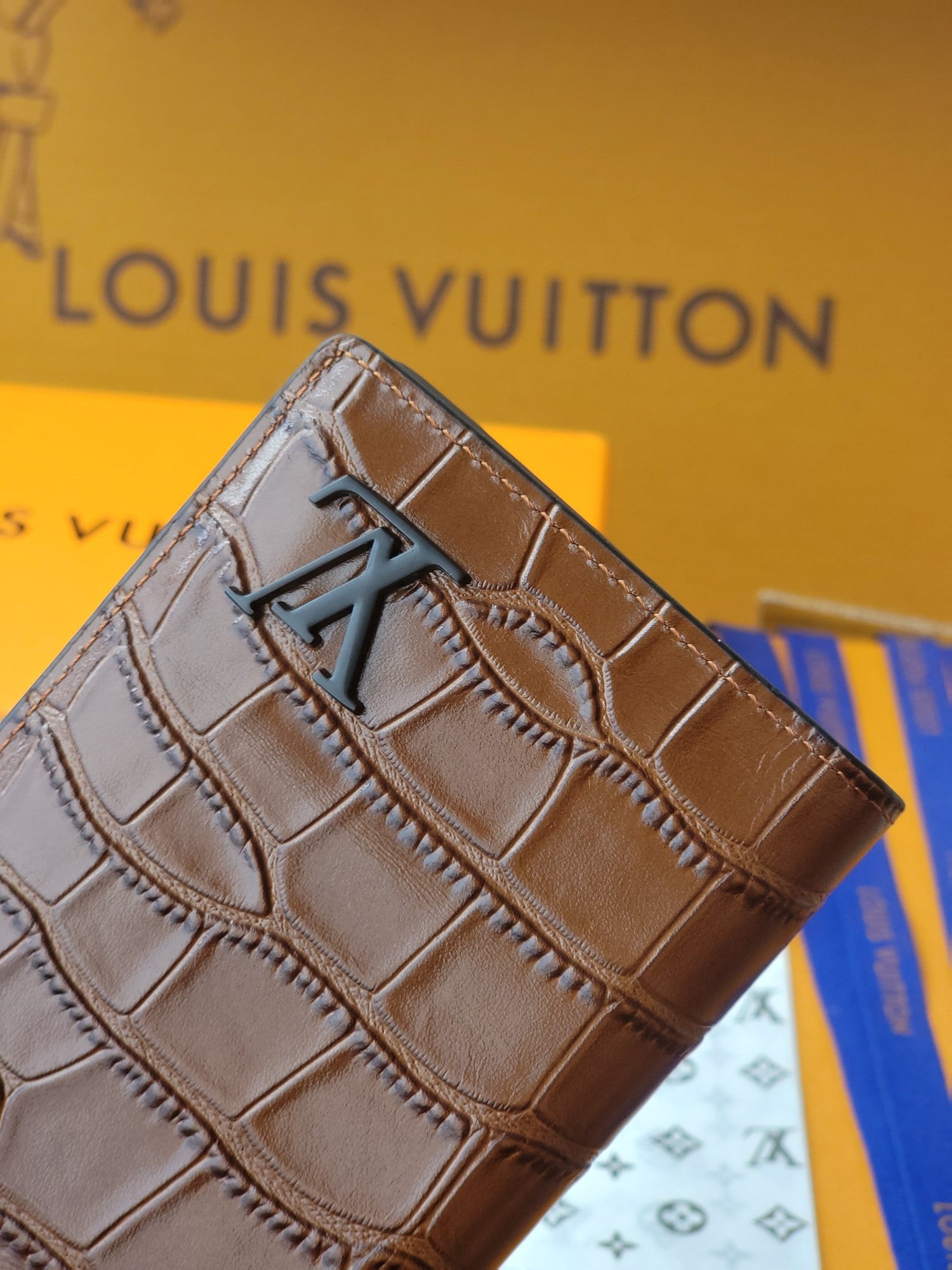 LV M81830 Brazza Wallet Brown Crocodile Leather