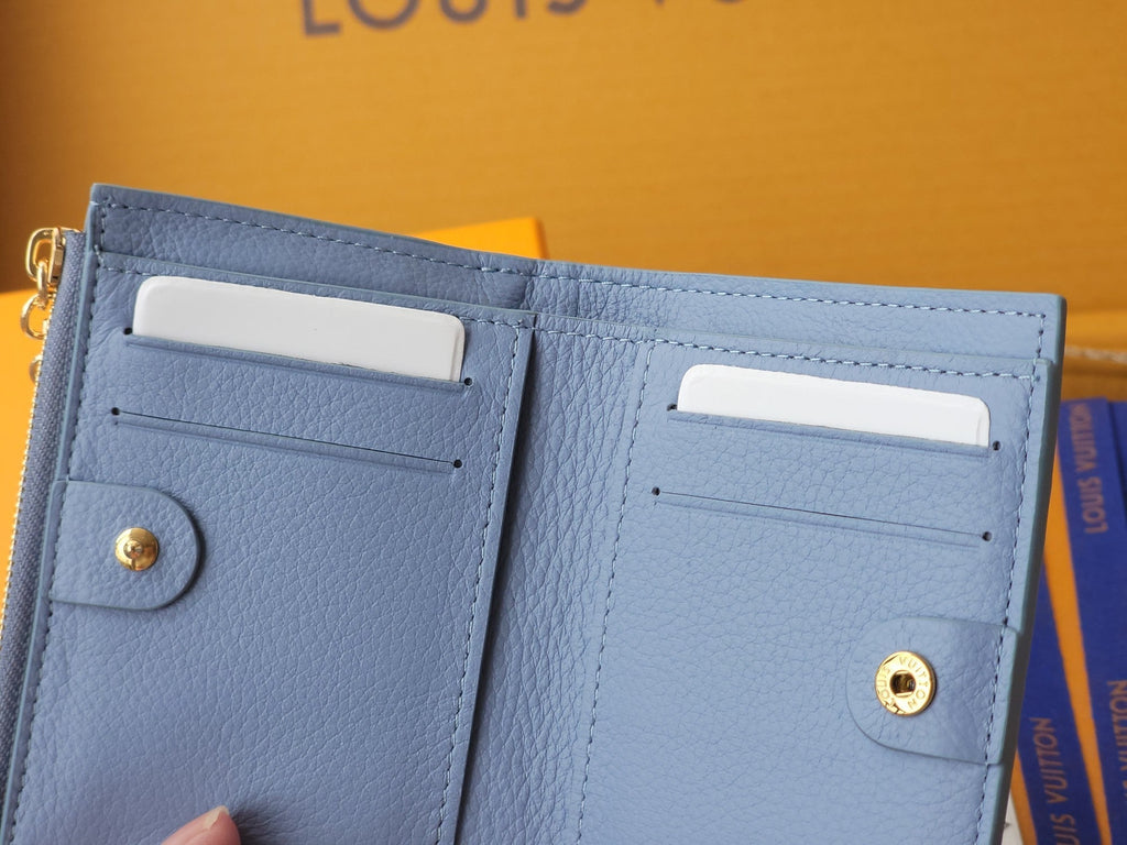 LV M14654  Lisa Wallet Blue Monogram Embossed cowhide GHW