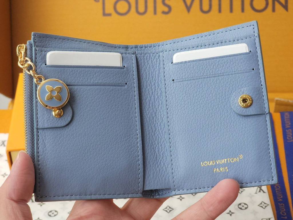 LV M14654  Lisa Wallet Blue Monogram Embossed cowhide GHW