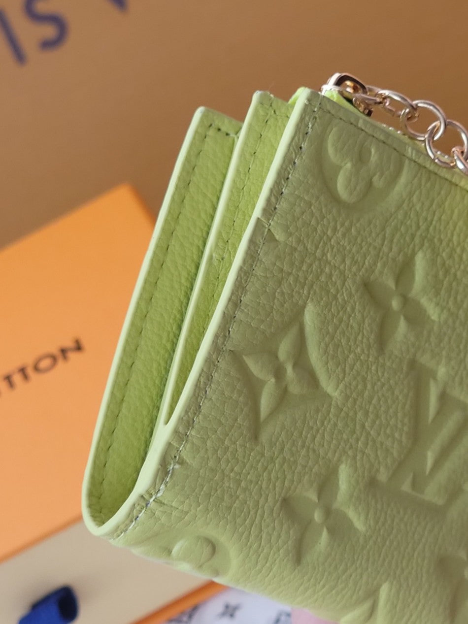 LV M14655 Lisa Wallet Light Green Monogram Embossed cowhide GHW