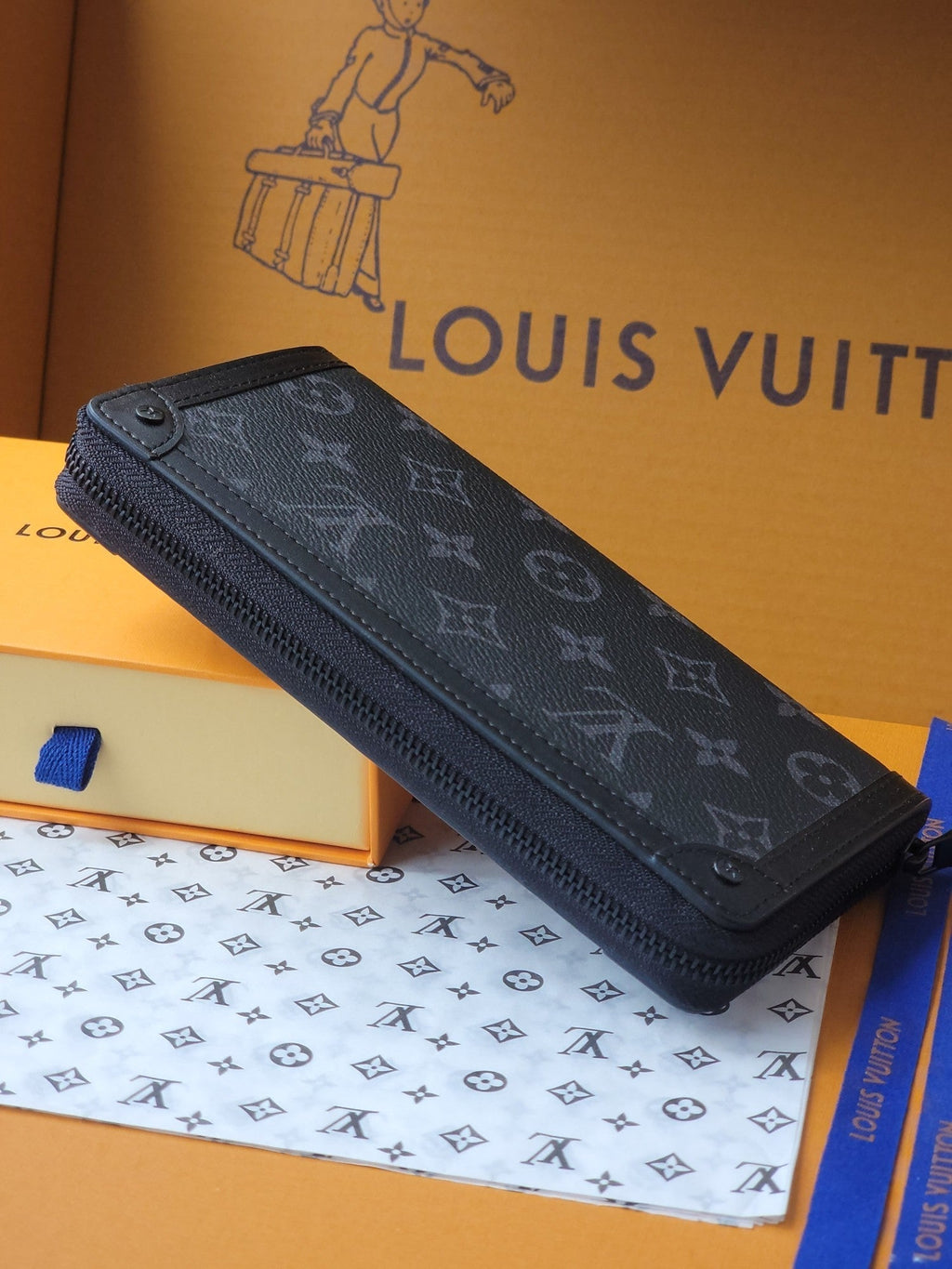 LV Trunk Zippy Wallet Black Monogram Eclipse Canvas
