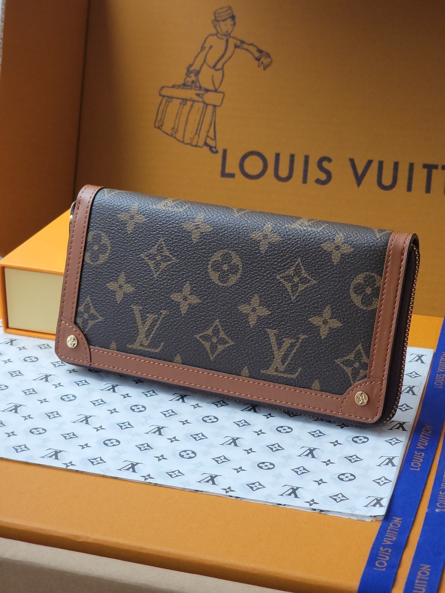 LV Trunk Zippy Wallet Brown Monogram Canvas & Cowhide