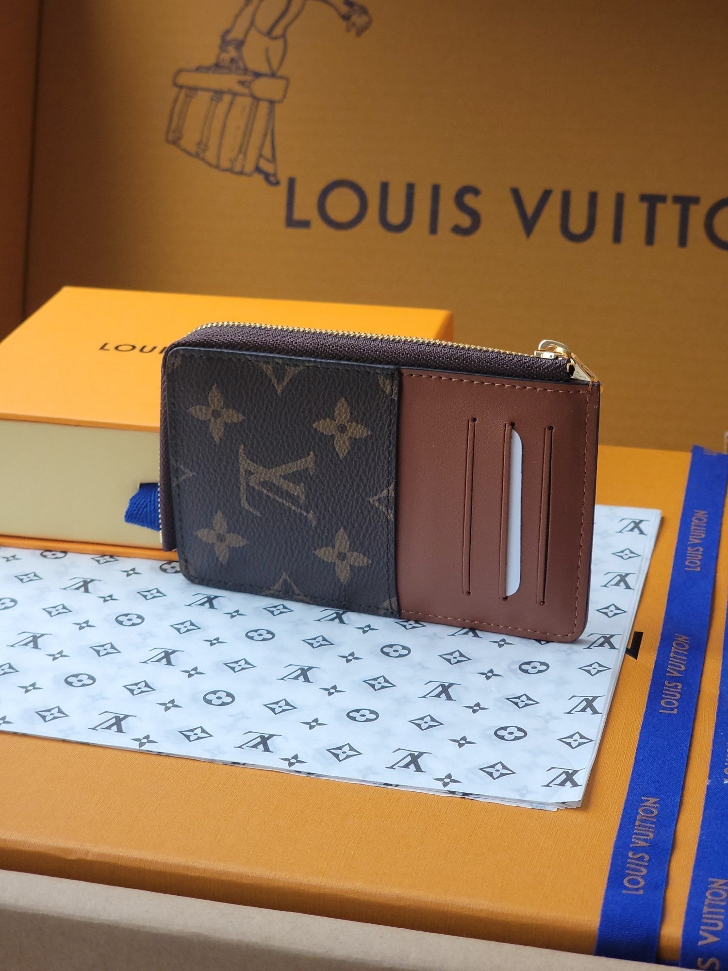 LV Card Holder Trunk Brown Monogram Canvas & Cowhide