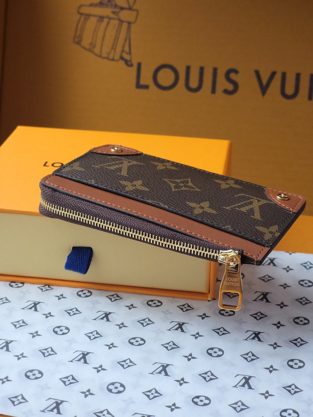 LV Card Holder Trunk Brown Monogram Canvas & Cowhide