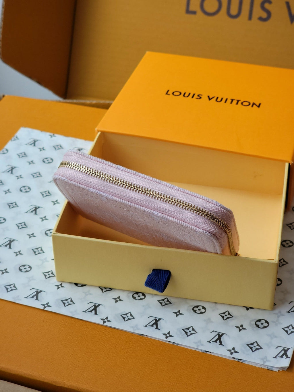LV Zippy Coin Purse Pink Monogram Denim - Light GHW