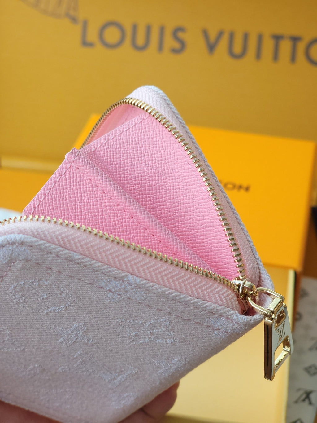 LV Zippy Coin Purse Pink Monogram Denim - Light GHW