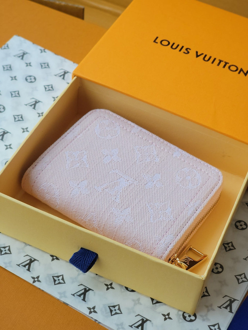 LV Zippy Coin Purse Pink Monogram Denim - Light GHW