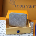 LV Zippy Coin Purse Grey Monogram Denim - Light GHW