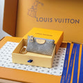 LV Key Pouch Grey Monogram Denim - Light GHW