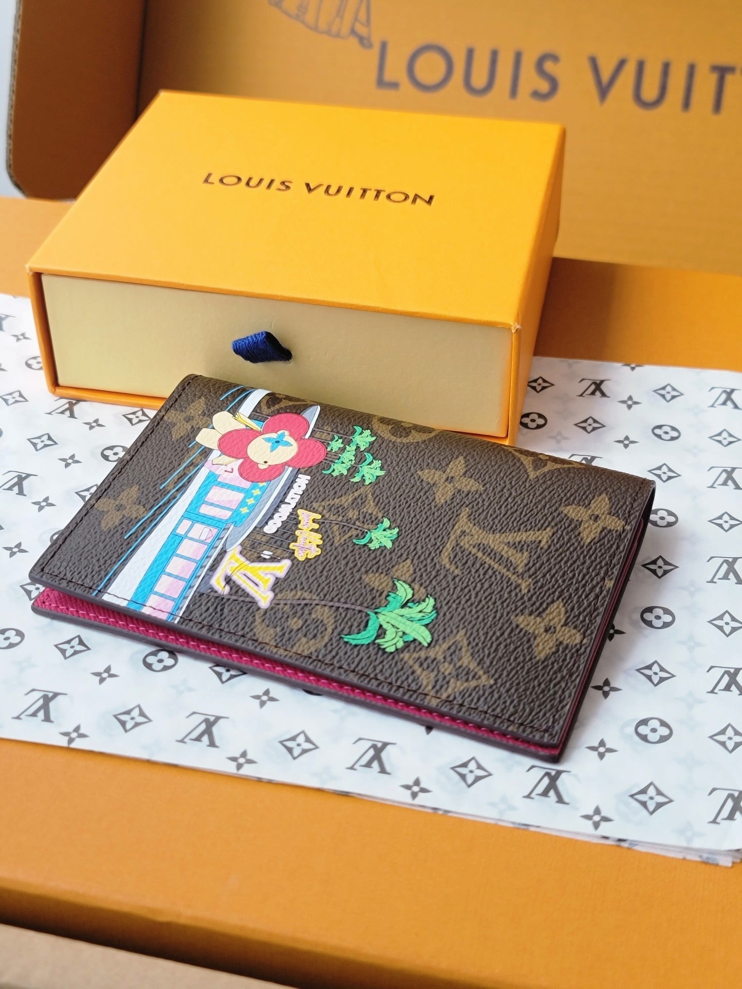 LV Passport Cover Pink Monogram Vivienne Fuchsia