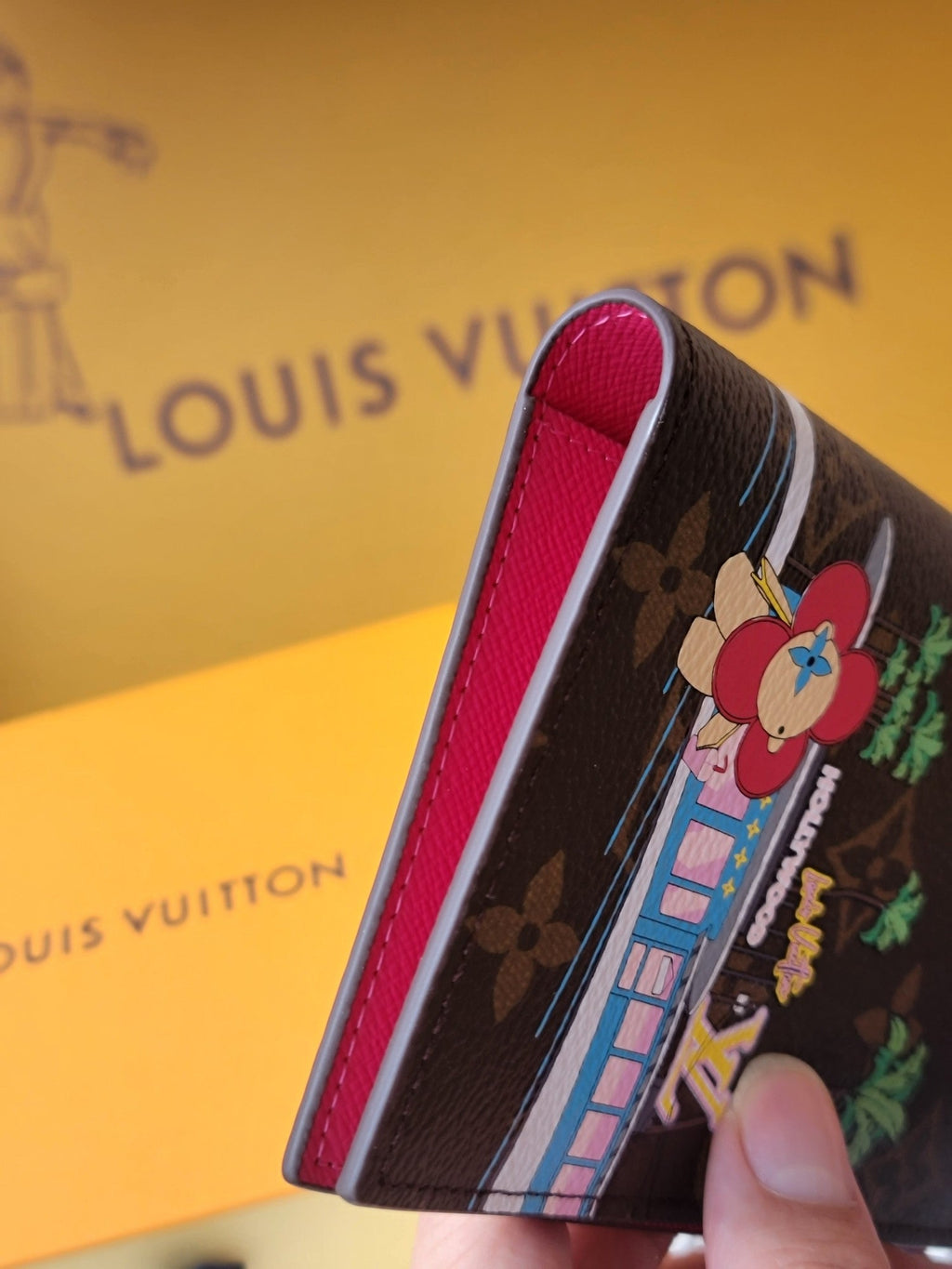 LV Passport Cover Pink Monogram Vivienne Fuchsia