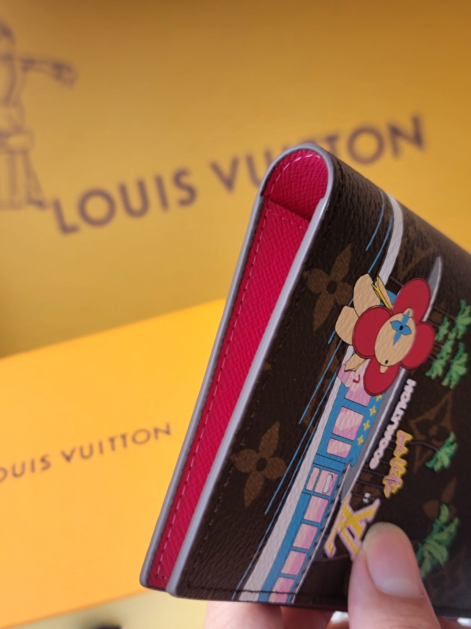 LV Passport Cover Pink Monogram Vivienne Fuchsia