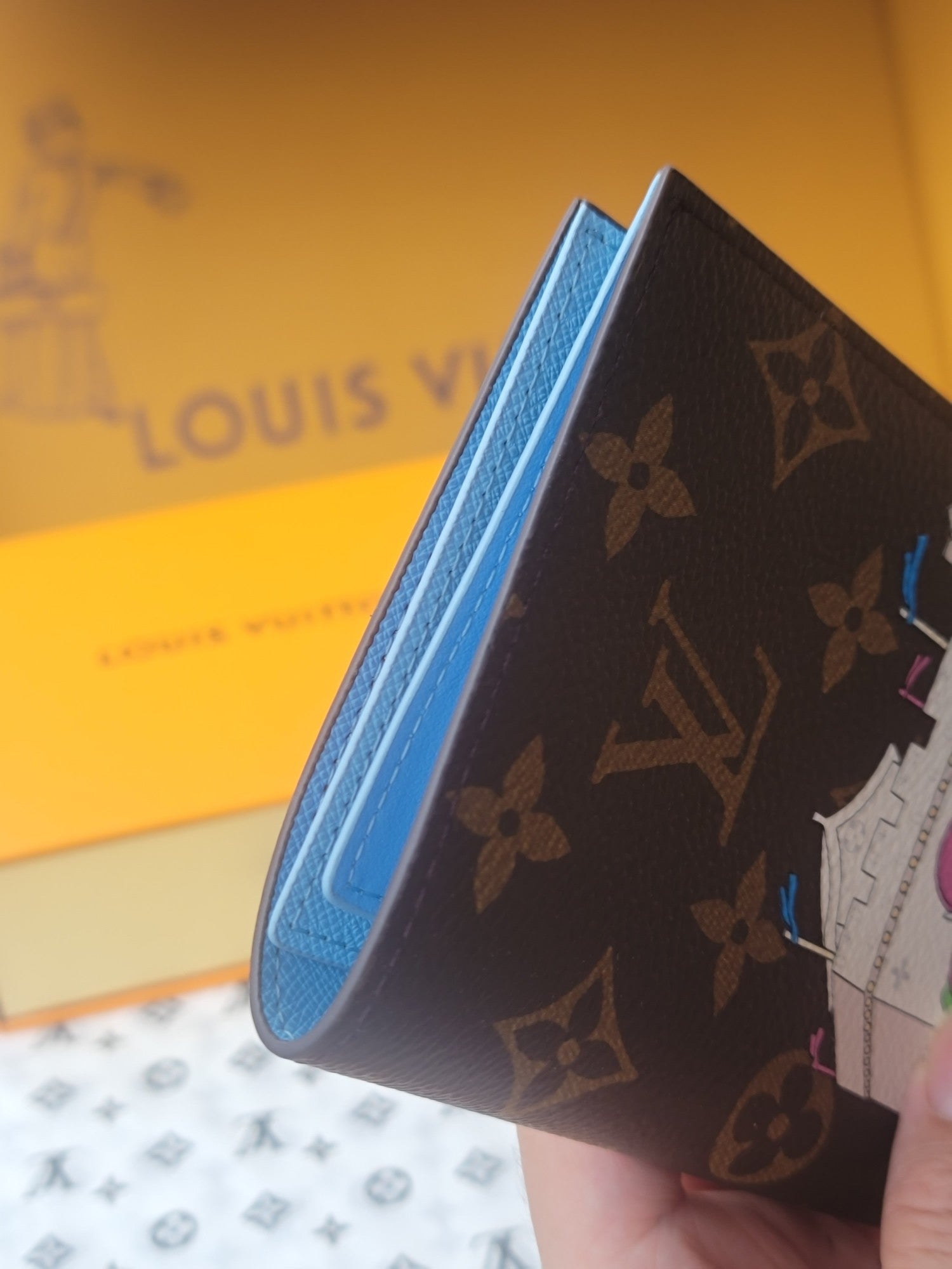 LV Passport Cover Blue Monogram Vivienne Myosotis