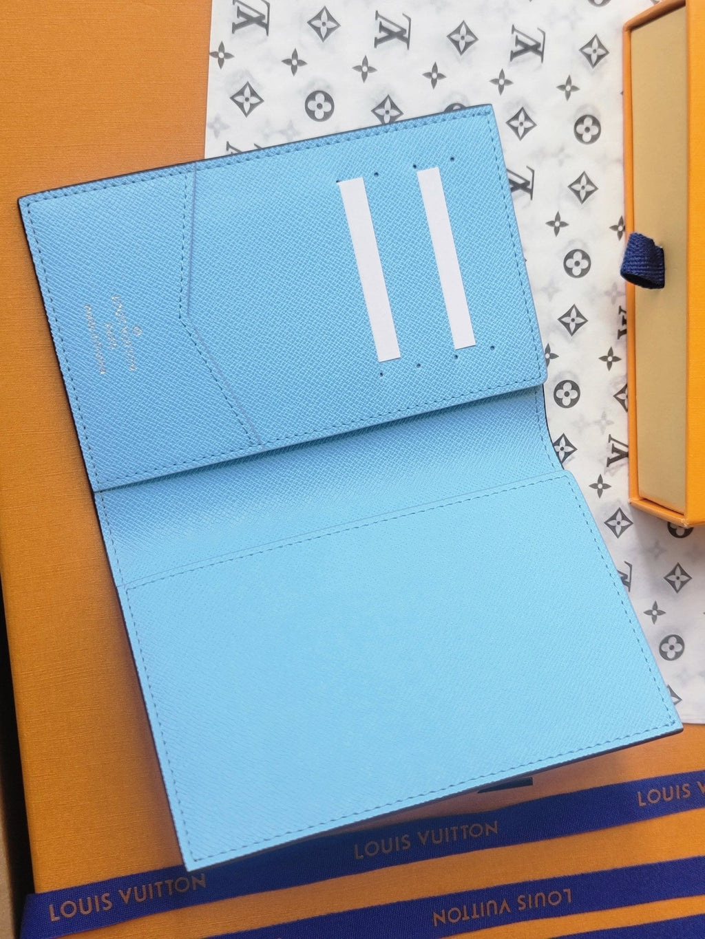 LV Passport Cover Blue Monogram Vivienne Myosotis