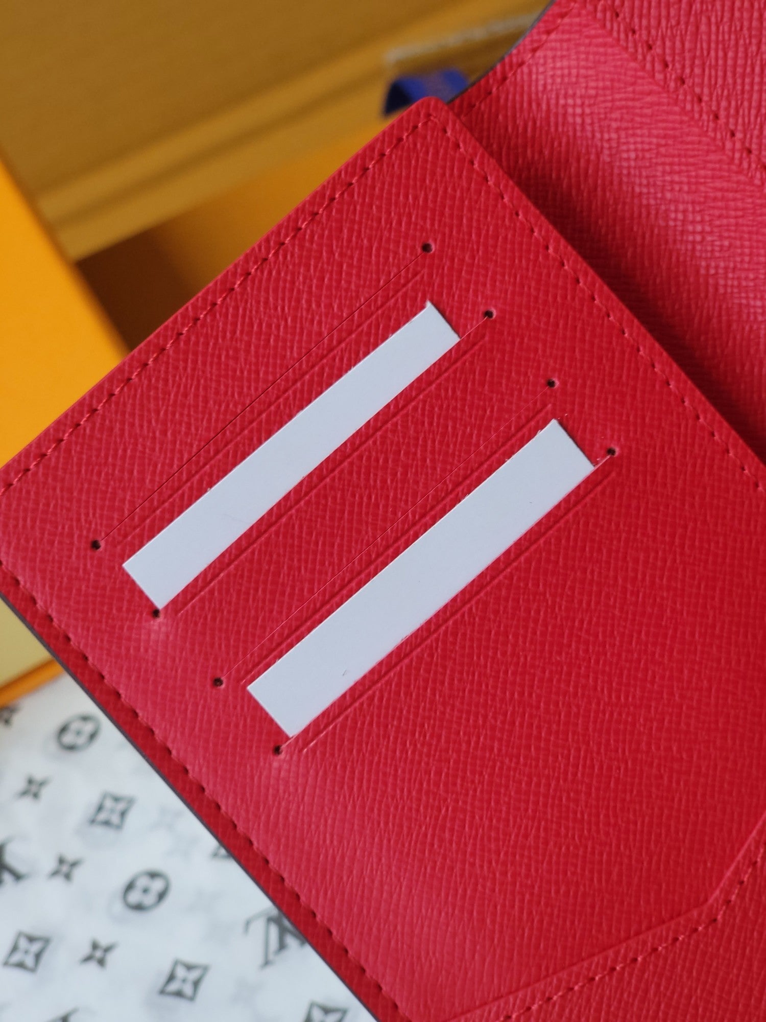 LV Passport Cover Red Monogram Vivienne Paris Lining