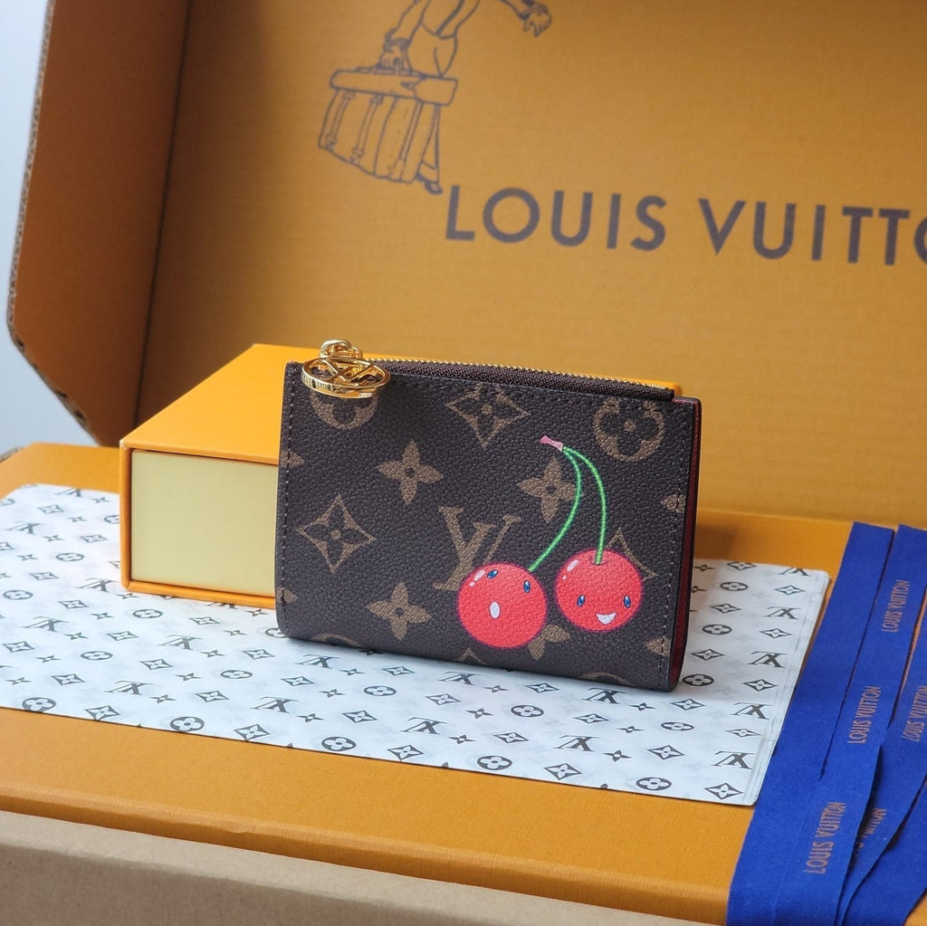LV x TM Lisa Wallet  Brown Monogram Canvas With Cherry Motif