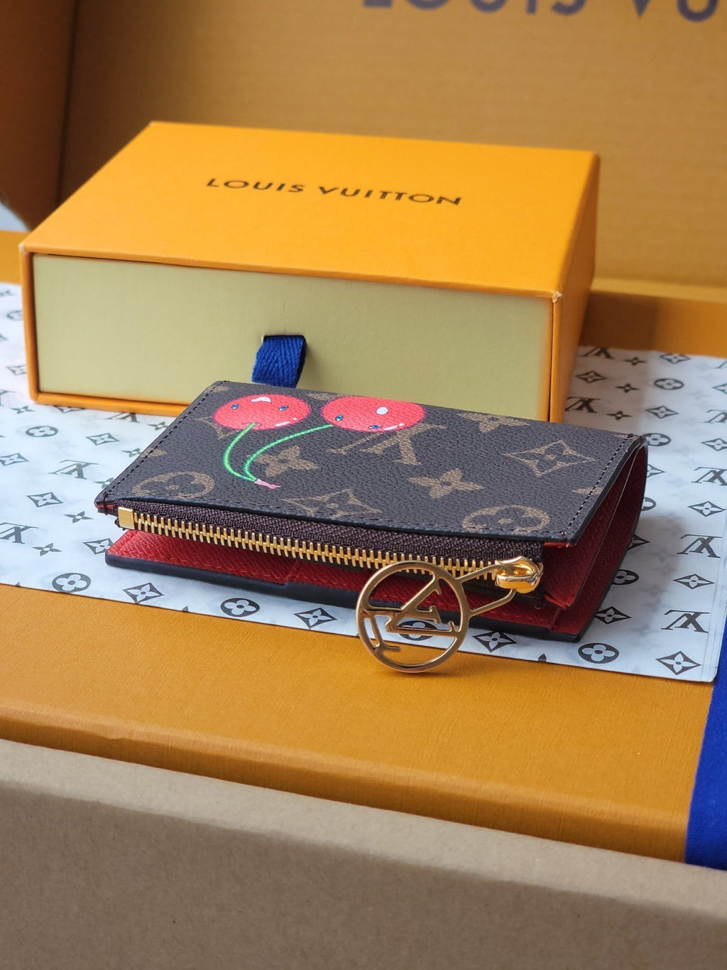 LV x TM Lisa Wallet  Brown Monogram Canvas With Cherry Motif