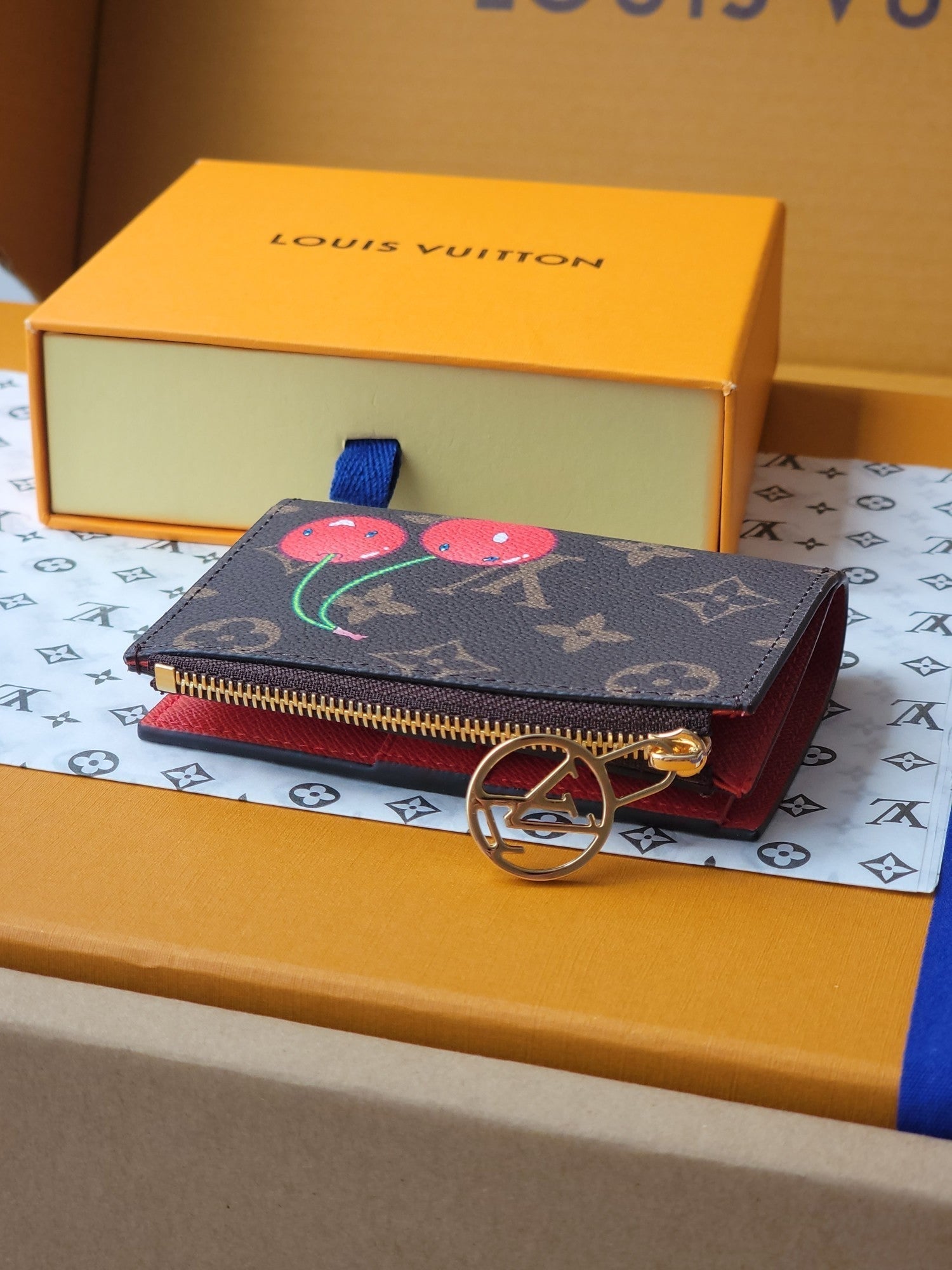 LV x TM Lisa Wallet  Brown Monogram Canvas With Cherry Motif