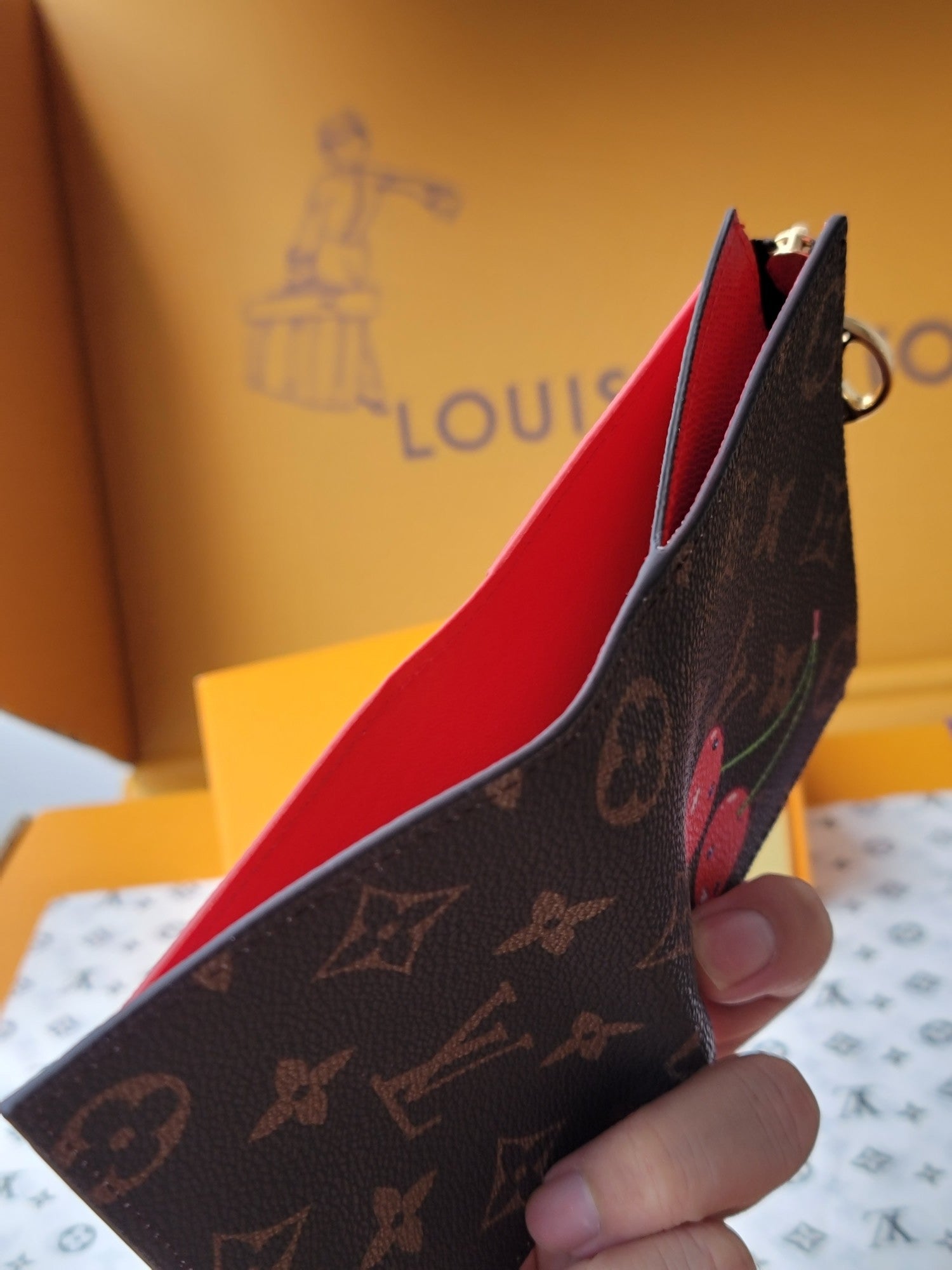 LV x TM Lisa Wallet  Brown Monogram Canvas With Cherry Motif