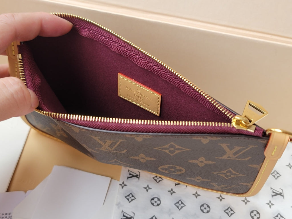LV M46203 Carryall Pochette Brown Monogram Canvas & Cowhide