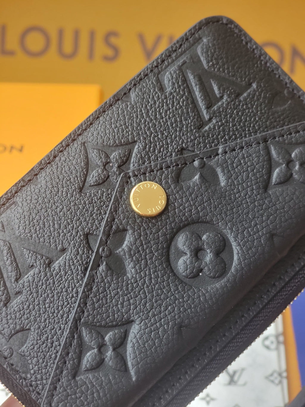 LV Card Holder Recto Verso Black Monogram Empreinte Cowhide GHW
