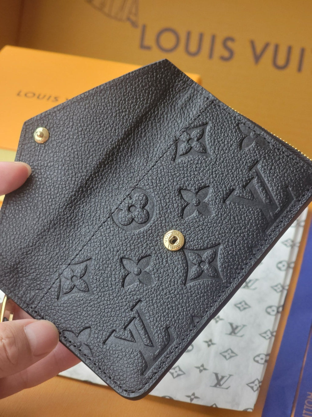 LV Card Holder Recto Verso Black Monogram Empreinte Cowhide GHW