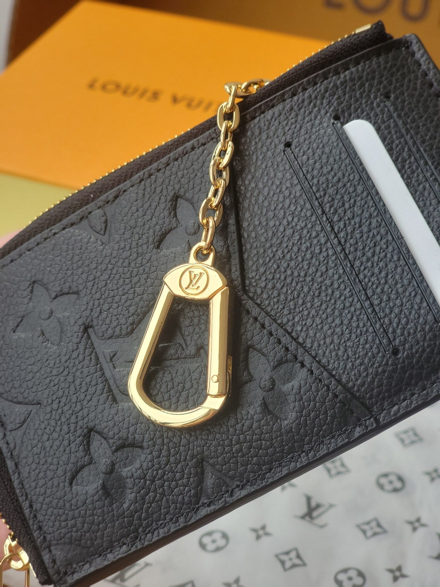 LV Card Holder Recto Verso Black Monogram Empreinte Cowhide GHW