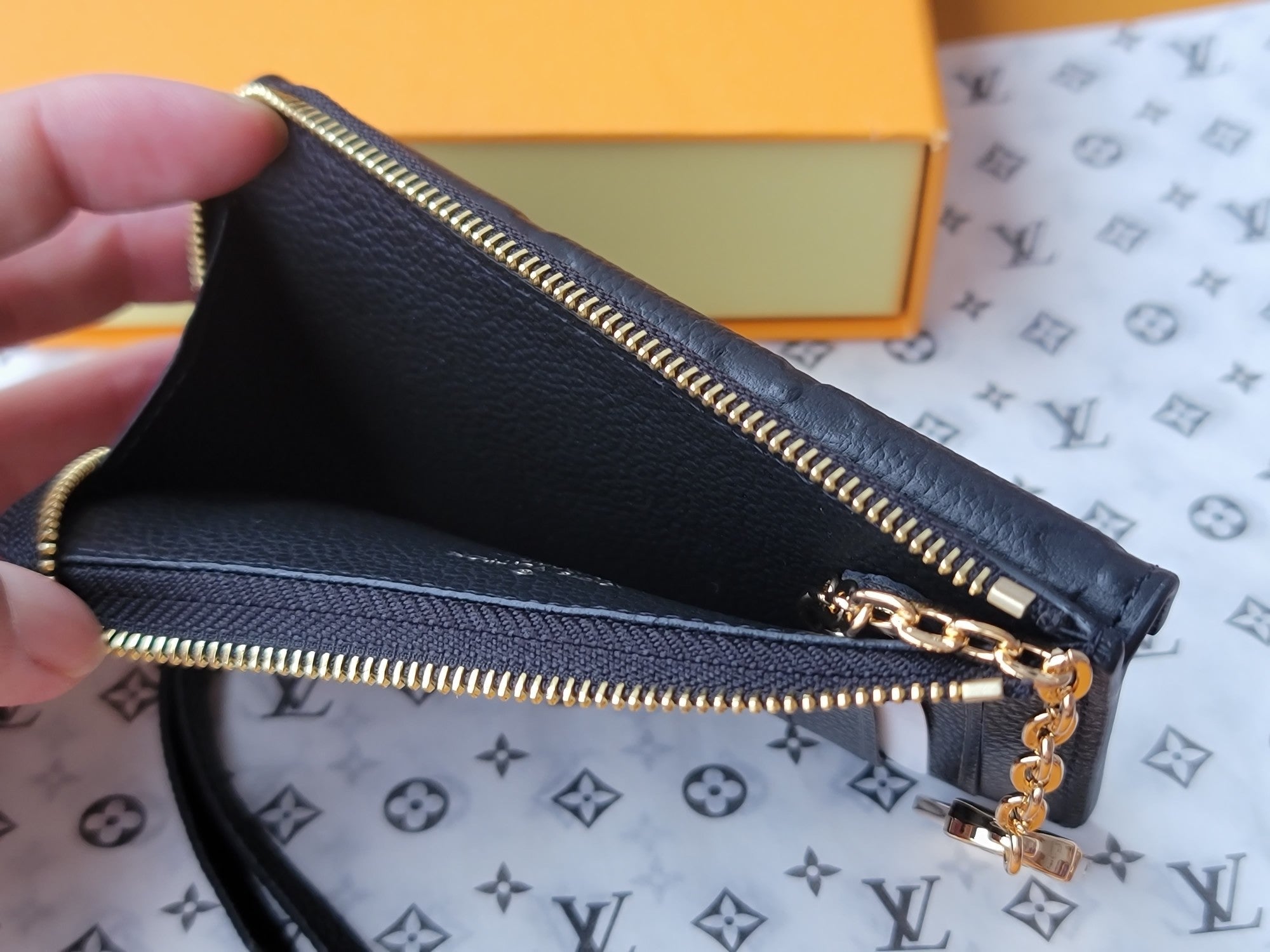LV Card Holder Recto Verso Black Monogram Empreinte Cowhide GHW