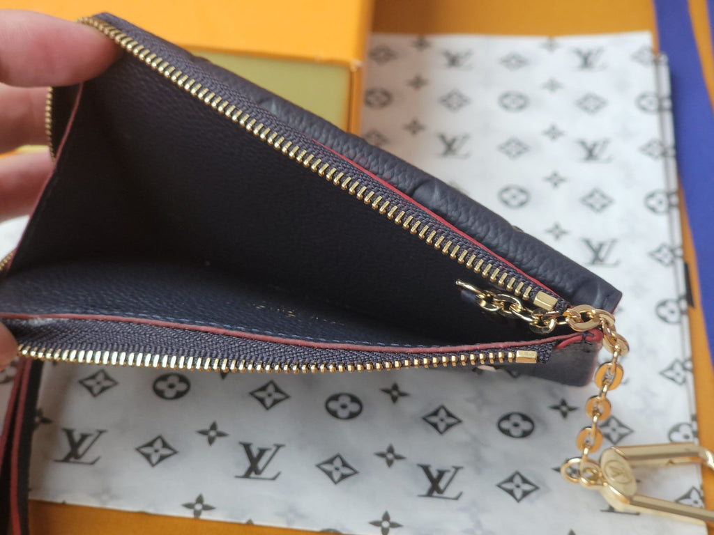 LV Card Holder Recto Verso With Red Border Black Monogram Empreinte Cowhide GHW