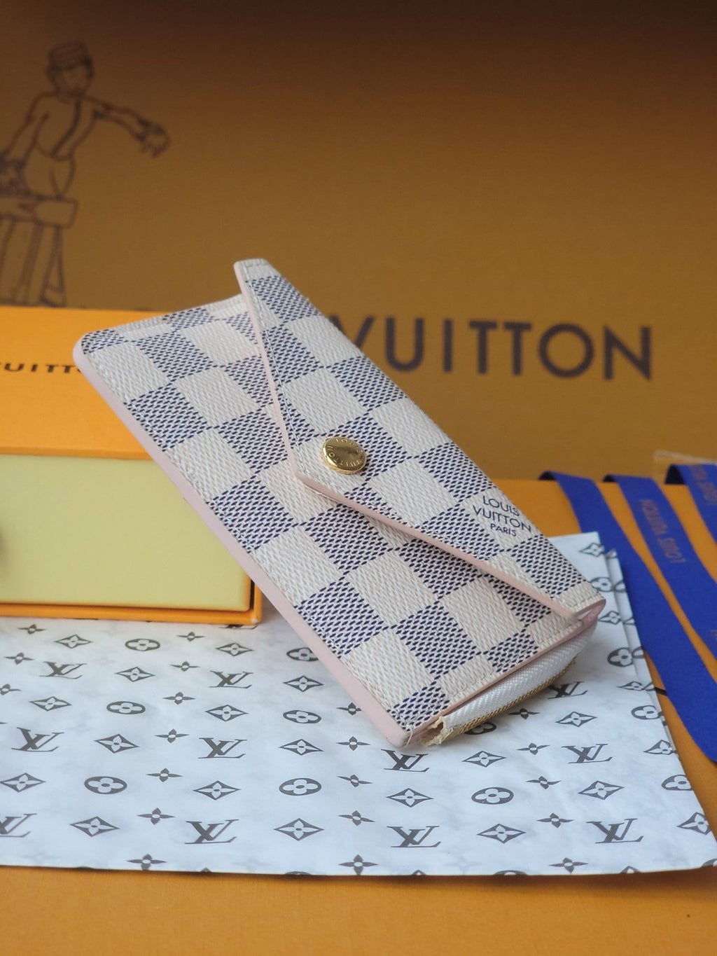 LV Card Holder Recto Verso White Damier Canvas & Cowhide GHW