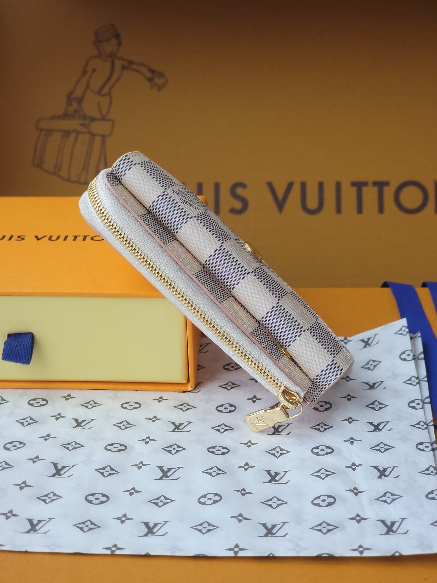 LV Card Holder Recto Verso White Damier Canvas & Cowhide GHW