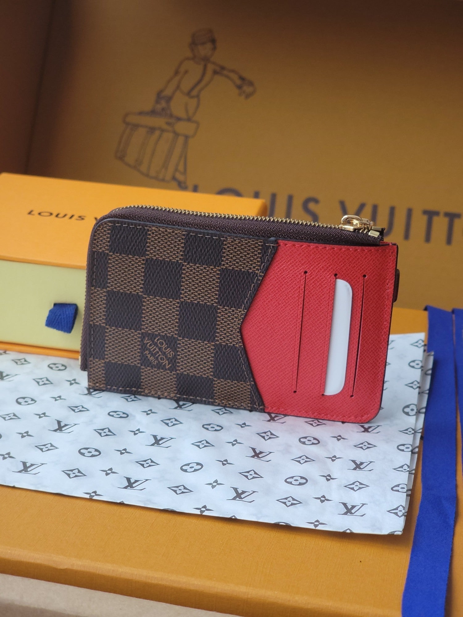 LV Card Holder Recto Verso Brown Damier Canvas & Cowhide GHW