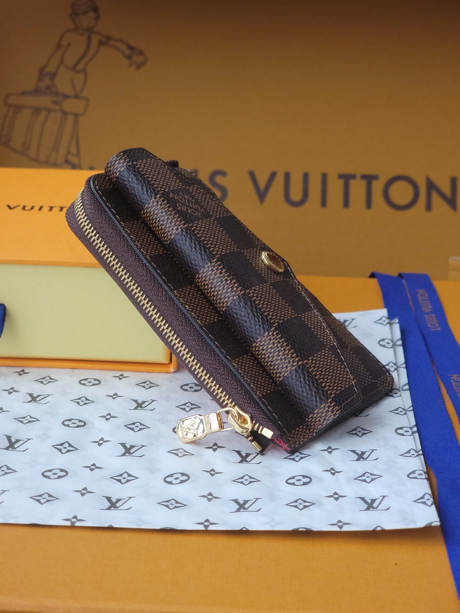 LV Card Holder Recto Verso Brown Damier Canvas & Cowhide GHW