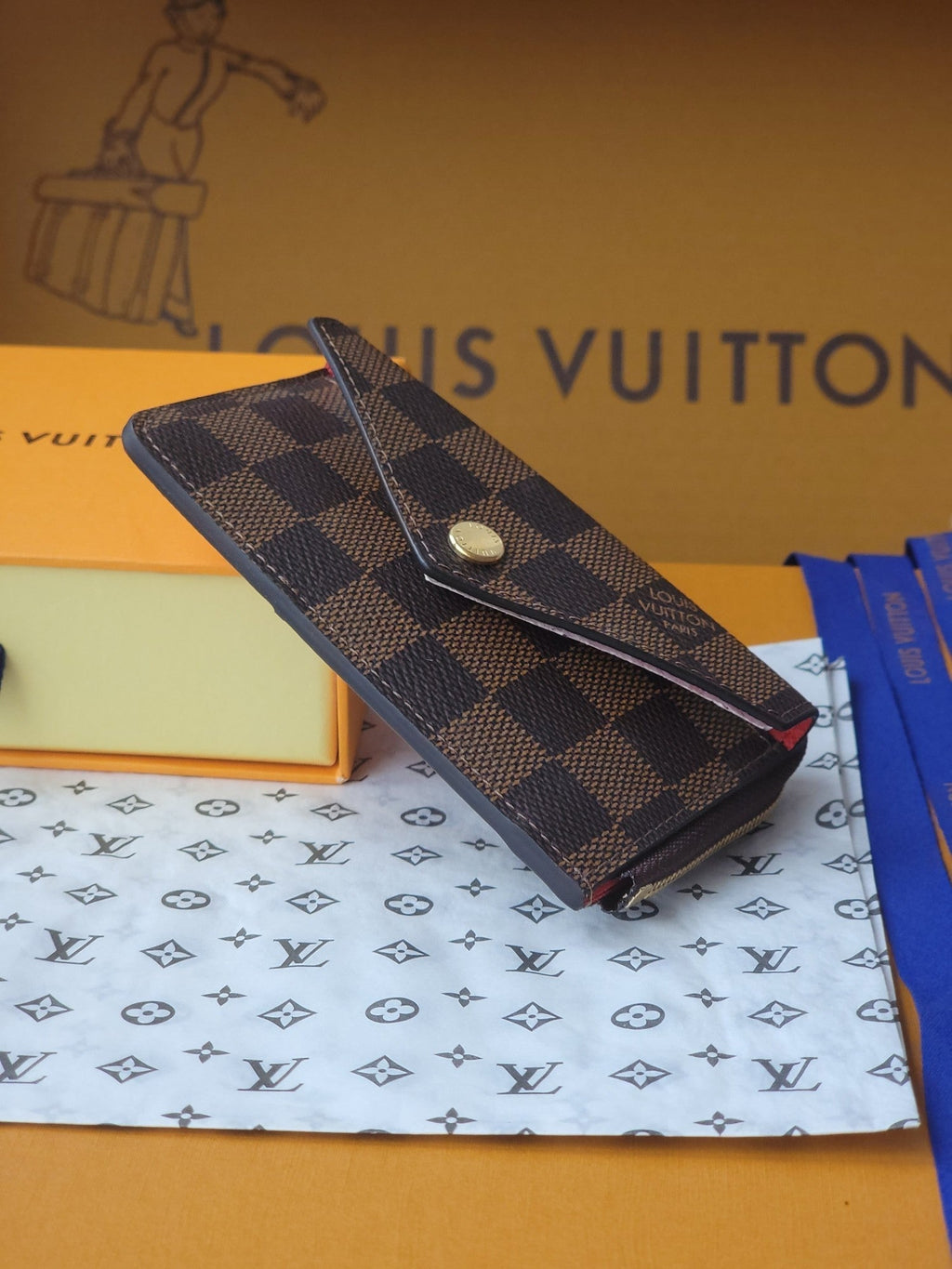 LV Card Holder Recto Verso Brown Damier Canvas & Cowhide GHW