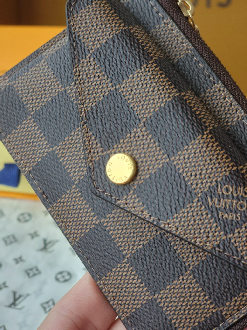 LV Card Holder Recto Verso Brown Damier Canvas & Cowhide GHW