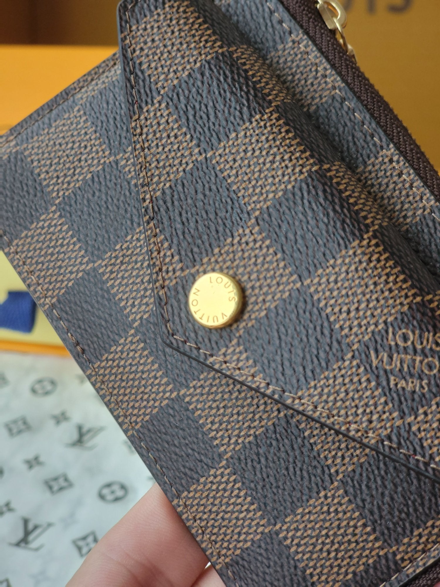 LV Card Holder Recto Verso Brown Damier Canvas & Cowhide GHW