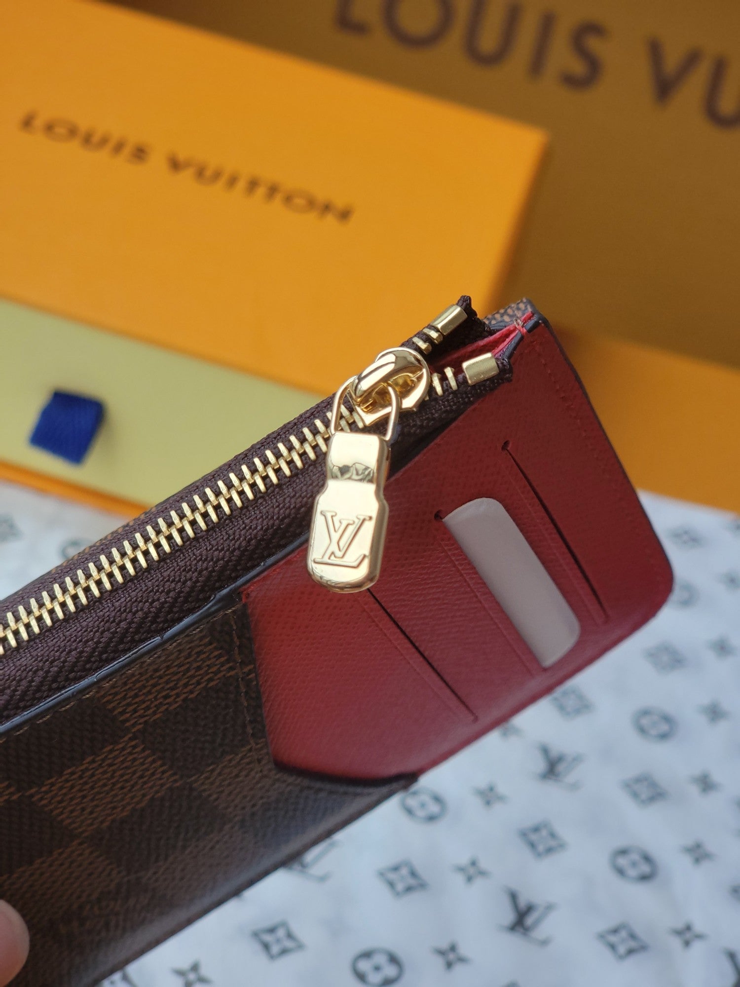 LV Card Holder Recto Verso Brown Damier Canvas & Cowhide GHW