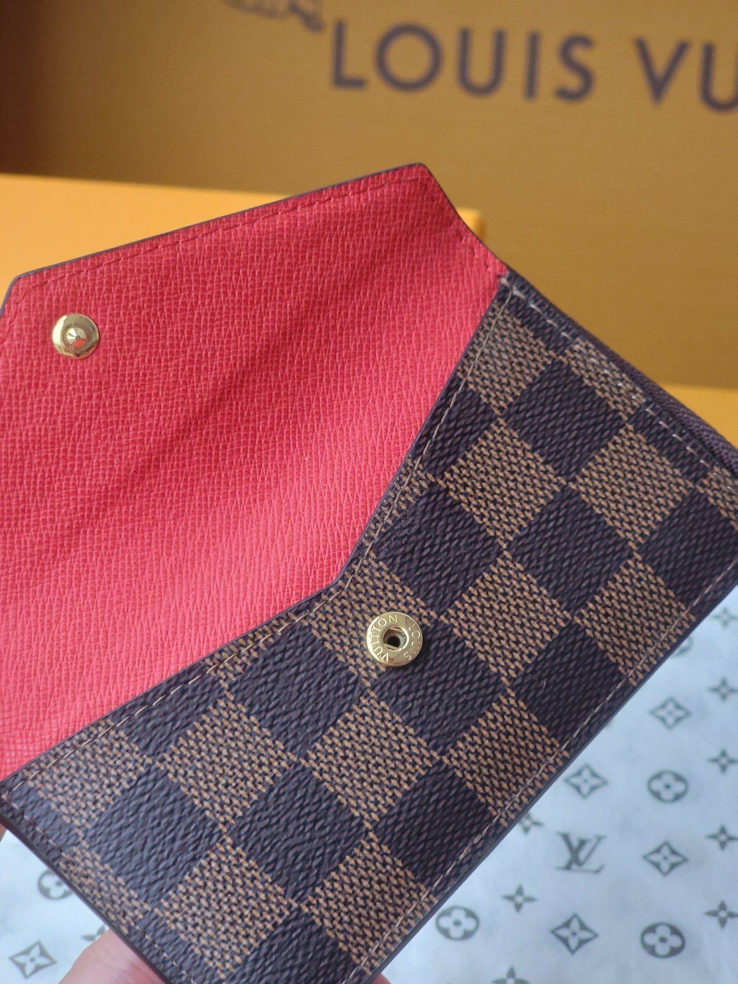 LV Card Holder Recto Verso Brown Damier Canvas & Cowhide GHW