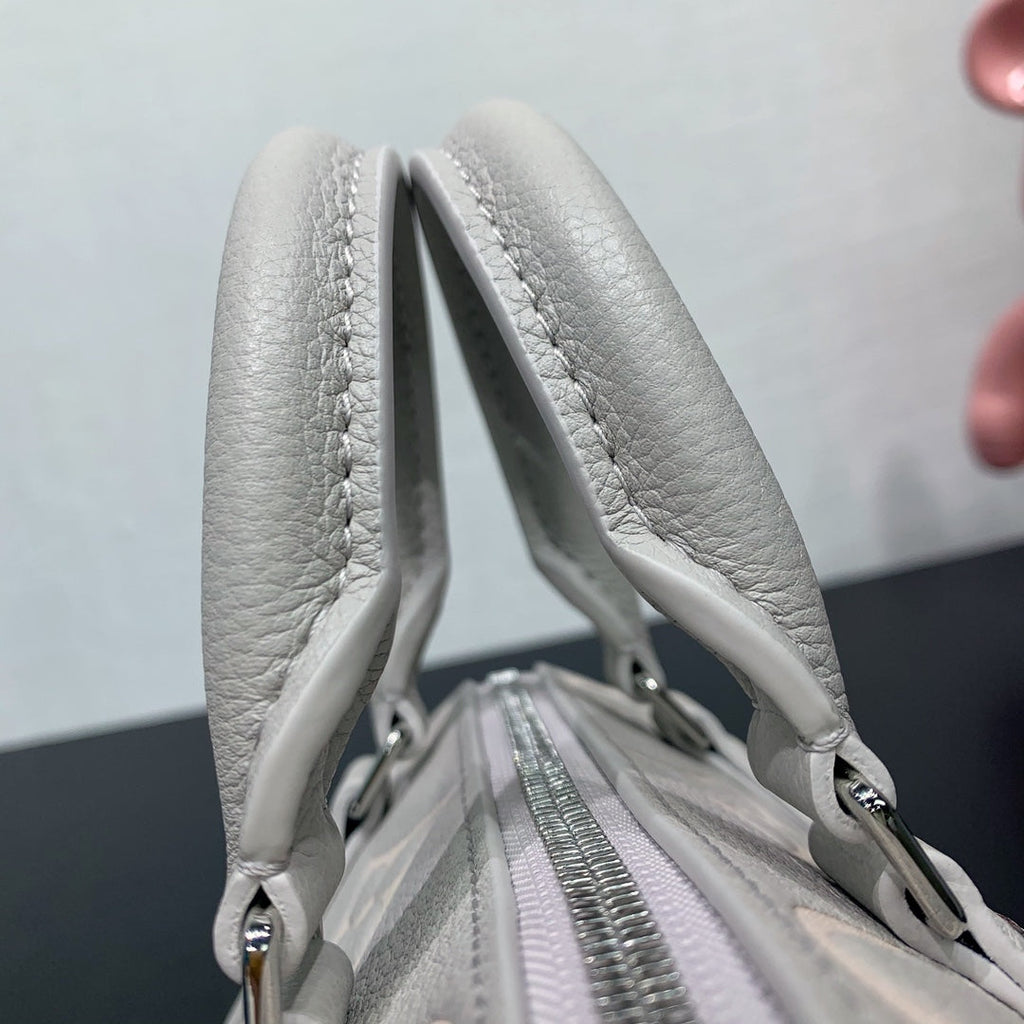 LV Speedy Bandouliere 20 Brume Gray Monogram Empreinte Leather 205495