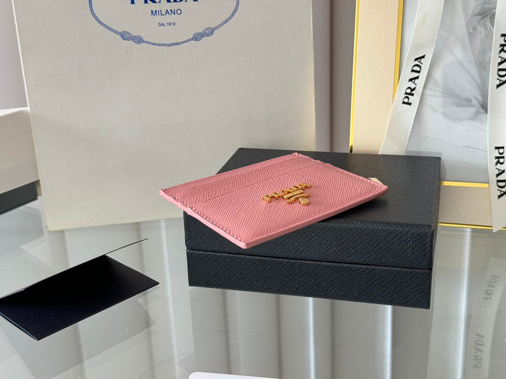 PRA 10 CARD HOLDER IN LIGHT PINK CALFSKIN