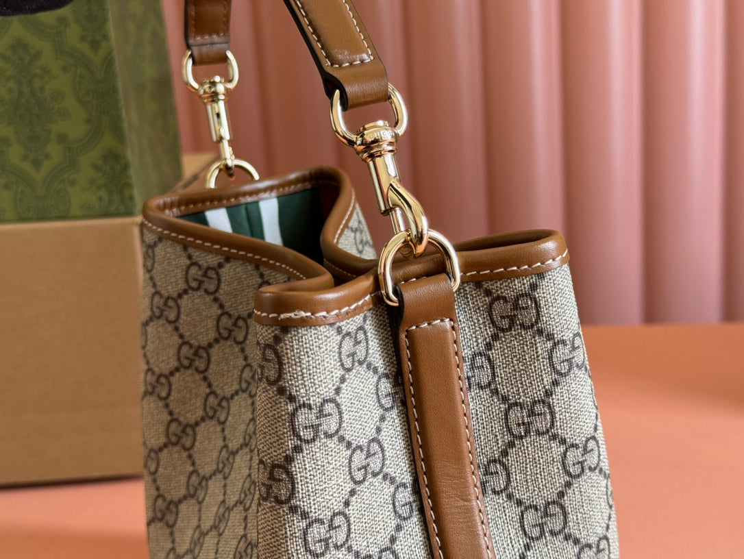 Gucci Ophidia 20.5cm Bag Ebony Brown Canvas 248565
