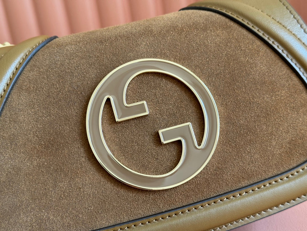 Gucci Blondie Handbag Brown Suede And Calfskin 272174