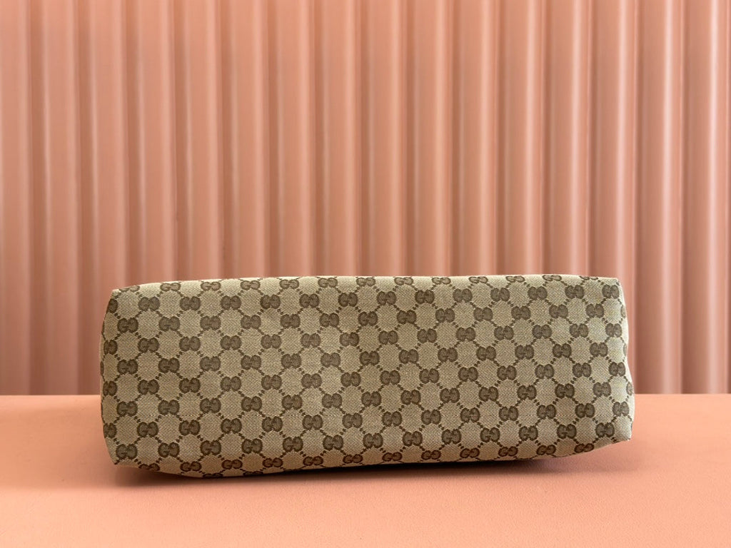 Gucci 36cm Bag Beige Brown mix Black Canvas Leather 248455