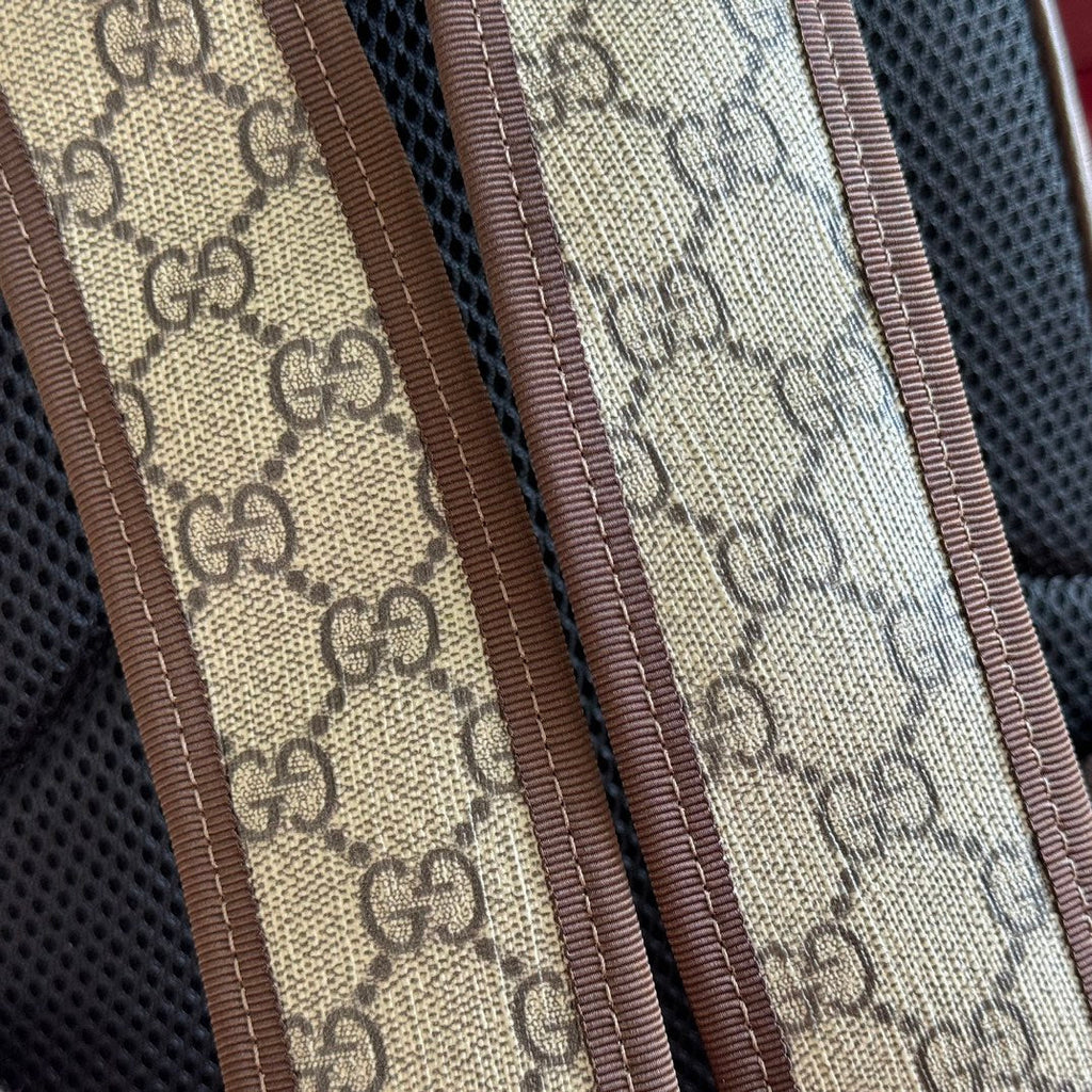 GG Small Ophidia Backpack Beige & Dark Brown GG Monogram Fabric 272187