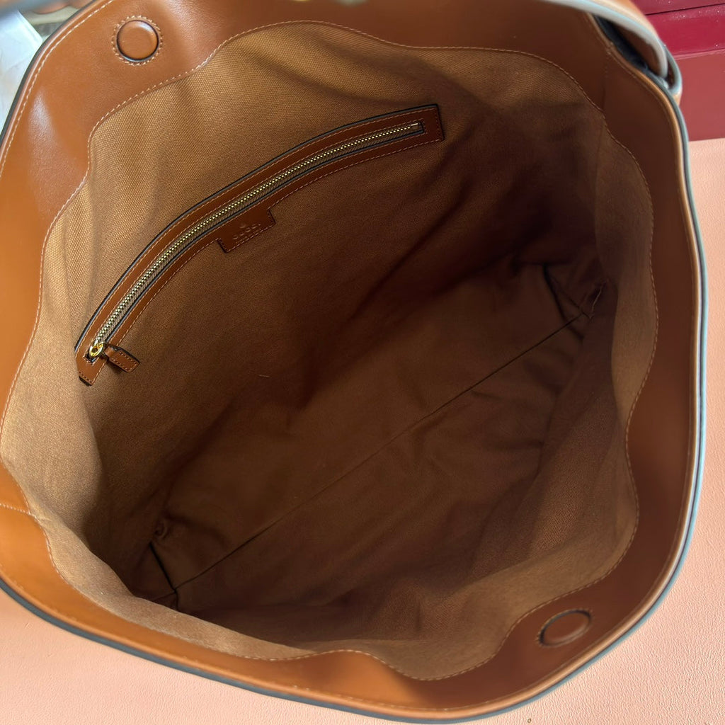 GG Beatrix Large Tote Bag Brown Smooth Leather GHW 272136