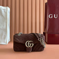 Gucci Marmont Bag 26 Red Brown Suede Gold Hardware 272099