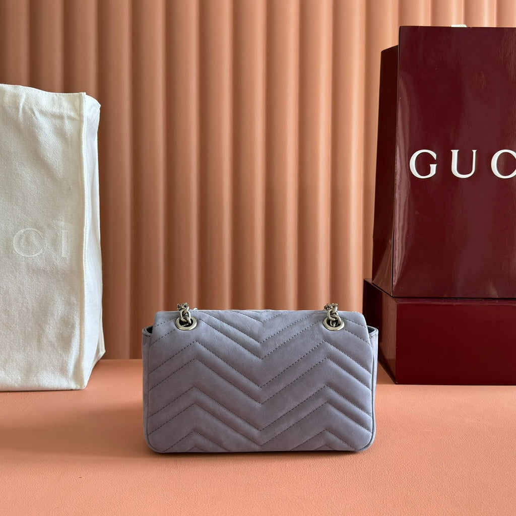Gucci Marmont Bag 22 Gray Suede Gold Hardware 272094