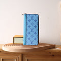 LV Zippy Vertical Wallet Light Blue Monogram Canvas & Taïga Leather 180051